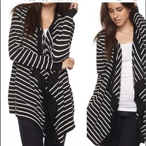 Draped Cardigan, Navy/White Stripes, NEW✔️